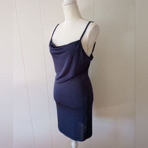 Forever 21 Slip Dress Juniors Large Navy Blue Slinky Bodycon Y2K Club Sexy NWT